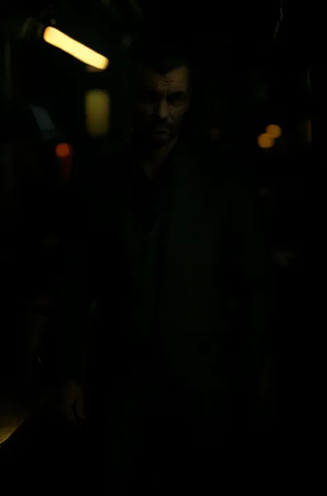 photo RAW dg_Mark <lora:dg_Mark:1.1> <lora:add_detail:0.5> <lora:Night Photography By Stable Yogi:1> night-photography (Dark-moody-atmosphere-:1.05) Dramatic mysterious dark-moody-atmosphere neon-lighting (caustics:0.65) (low-angle-shot:0.85) Rack-focus (night-photography:1.15) face-portrait Looking-at-something in-mid-forties cotton-suit cozy-coffee-shop-with-warm-lighting