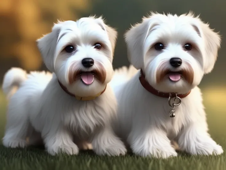 a cute white havanese dog , photorealistic, uhd, 4k