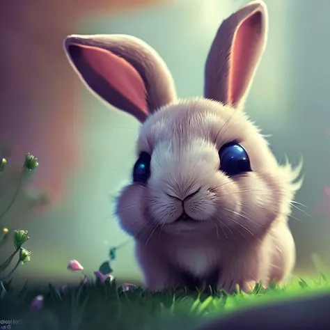 Cute and adorable cartoon rabbit baby, fantasy, dreamlike, surrealism, super cute, trending on artstation