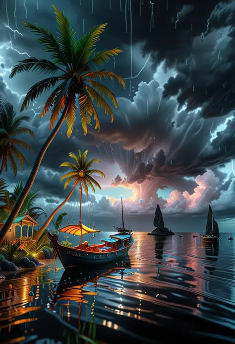 a beach with a palm tree and a boat in the water, wide angle lens glow in the dark, 3d parallax view effect, storm at night, photograph of enchanted garden, taken with sony alpha 9, vermeer lighting, predawn, caribbean, full width, brooding clouds, by Jack Levine, volumetric lighting.
(digital art oil painting, ink), (Use Dream Diffusion Secret Prompt) <lora:ral-realpride-sdxl:0.444> ral-realpride, <lora:ral-rndrps-sdxl:0.555> <lora:detailed_notrigger:0.777> <lora:DetailedEyes_V3:0.888> <lora:luxart:0.999>