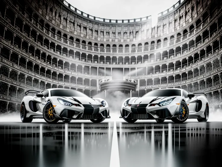 a 3d render of   pastel ,two Batmobiles made of liquid metal mercury chasing in the Aetherpunk style Ancient Rome Colosseum, octane render, night time, raining weather, heavily rain, photorealistic, highly detailed, intricate, focus, sharp, mjart, vray-render, chempunk-96, photohelper,minimal, simplistic, amazing composition, vaporwave, wow,minimalistic graffiti masterpiece, minimalism, 3d abstract render overlayed, psychedelic therapy, ink splatters, pen lines, insanely detailed and intricate, positive energy,  unique, negative space, pure imagination,epic, exciting, cinematic, moody, UHD, lens flare, exciting, stop motion, highly detailed, octane render, soft lighting, celestial, professional, 35mm, Zeiss, Hasselblad, Fujifilm, Arriflex, IMAX, trending on artstation, artstationhd, 4k, 8k.