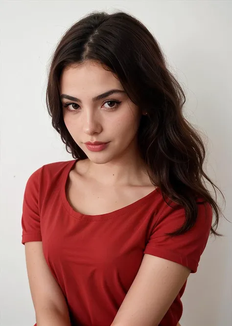 A very beautiful 20-year-old woman, A Turkish woman, Black - red hair color