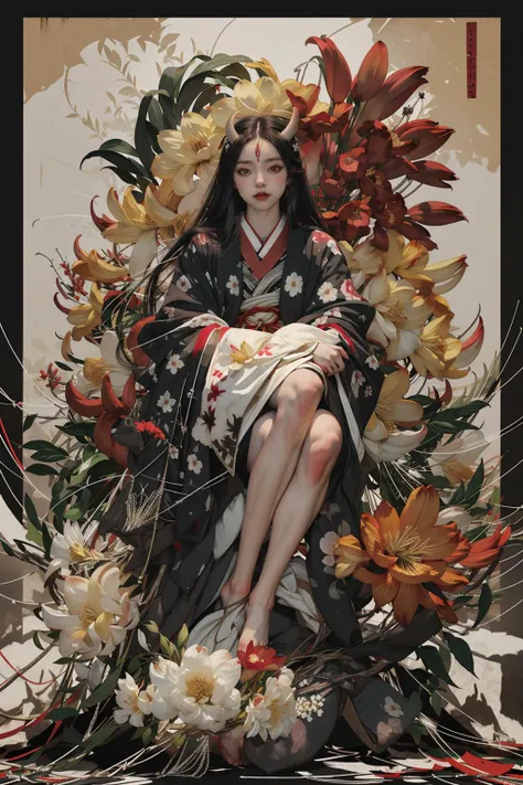 (masterpiece:1.2),best quality,realistic,ghost nocturnal,
1girl,japanese clothes,solo,long hair,kimono,black hair,mask,red eyes,flower,horns,very long hair,spider lily,sitting,black kimono,oni,holding,wide sleeves,red flower,long sleeves,sash,oni horns,
<lora:ghost nocturnal-000018:1>,