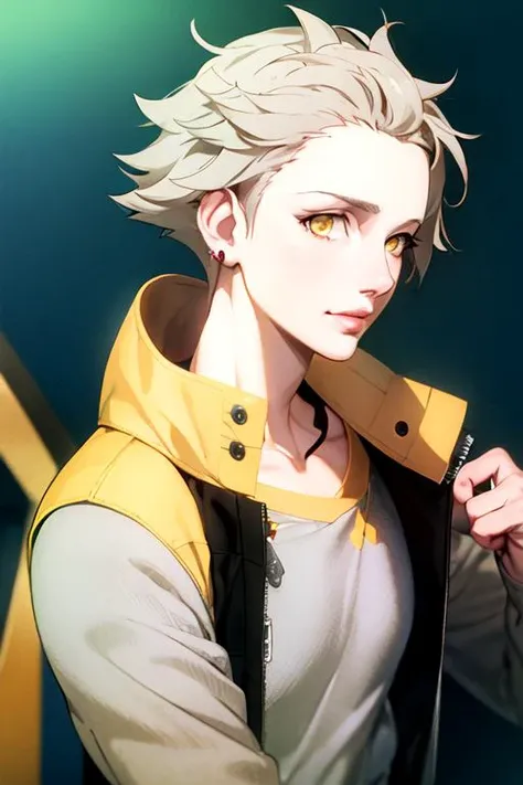 (best quality:1.1), (masterpiece:1.4), game cg, , , depth of field, anime coloring, (realistic:1.4), 1boy, solo, male focus, <lora:tokio_synduality_noir:0.84>, tokio_synduality_noir, grey hair, yellow eyes, , , , High definition