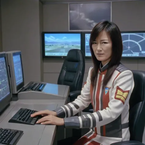 megumi, <lora:megumi:.95>,high tech command room