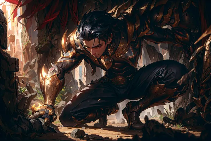 masterpiece, best quality, 1boy, <lora:Alex-000016:0.8>,armor,weapon