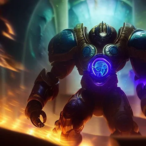 (Award Winning Digital Digital Artwork:1.3), (Masterpiece, Ultra-Detailed, Hyperrealistic:1.3), (Machine Plantigrade golem),(mountain-sized monster, full body),portrait, solo focus,robotic, electronic, neon colored, metal, gears, chrome, silver, shiny, sleek, intricate, art by lol_splash_base
