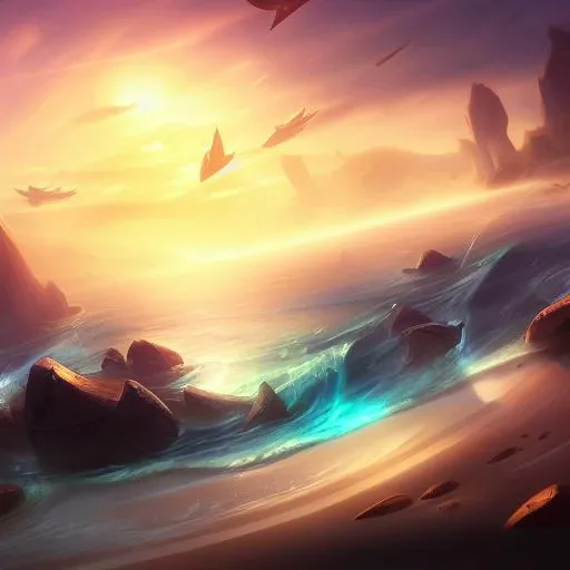 nature, landscape, sea, beach, empty, art by lol_splash_base
