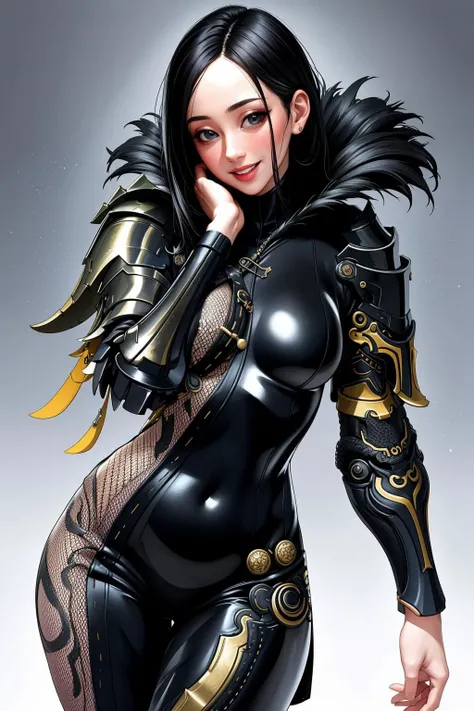 In the mesmerizing world of a vogue-worthy darkwave-driven digital anime, an enigmatic figure emerges. With an asymmetric fusion of ethereal elegance and fierce rebellion, this character captivates the viewer. The image, a meticulously crafted digital painting, displays a stunning interplay of shadows and vibrant colors. The figure's sleek, chrome-like armor gleams with a haunting allure, while delicate, wispy strands of hair seem to swirl in an otherworldly breeze. Piercing, luminescent eyes reveal an underlying determination, enhanced by intricate facial tattoos that hint at a mysterious past. This high-quality image transports viewers to a realm where beauty and darkness coexist, inviting them to delve into an intricate narrative of boundless creativity and imagination. (516 characters).