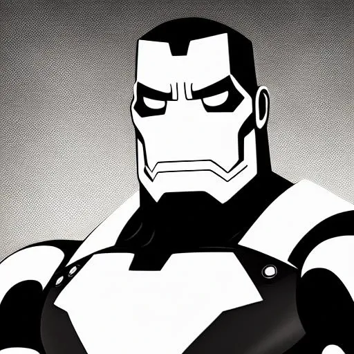 black and white (ocds:1.1) portrait style of iron man, fleischer studios, high detailed, 4k <lora:1930Model:1>