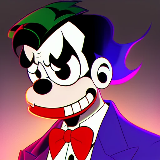 portrait (ocds:1.2) style of joker, fleischer studios, high detailed, 4k <lora:1930Model:1>