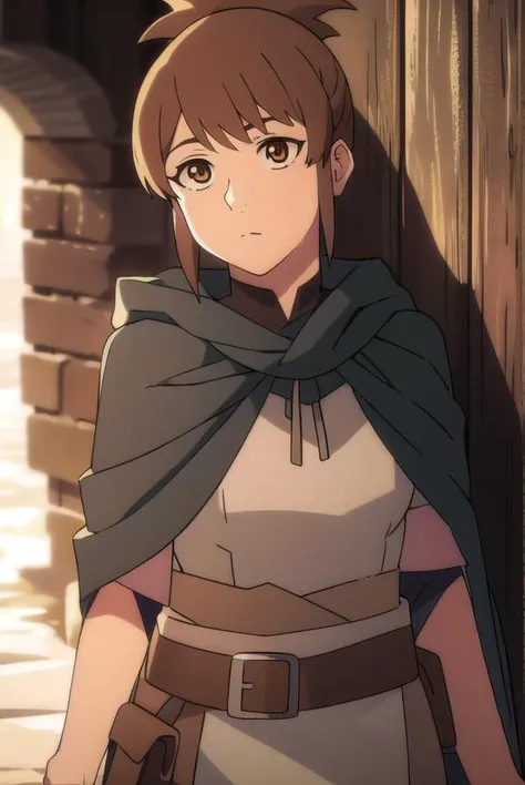 dotamarci, <lyco:marci-LYCORIStest:1>,
marci, bangs, brown hair, (brown eyes:1.5), ponytail, short ponytail,
BREAK belt, cape, armor, cloak, pouch, brown belt, belt pouch,
BREAK looking at viewer,
BREAK outdoors,
BREAK <lora:GoodHands-vanilla:1>, (masterpiece:1.2), best quality, high resolution, unity 8k wallpaper, (illustration:0.8), (beautiful detailed eyes:1.6), extremely detailed face, perfect lighting, extremely detailed CG, (perfect hands, perfect anatomy),