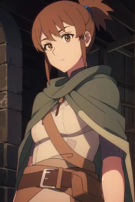 dotamarci, <lyco:marci-LYCORIStest:1>,
marci, bangs, brown hair, (brown eyes:1.5), ponytail, short ponytail,
BREAK belt, cape, armor, cloak, pouch, brown belt, belt pouch,
BREAK looking at viewer,
BREAK outdoors, 
BREAK <lora:GoodHands-vanilla:1>, (masterpiece:1.2), best quality, high resolution, unity 8k wallpaper, (illustration:0.8), (beautiful detailed eyes:1.6), extremely detailed face, perfect lighting, extremely detailed CG, (perfect hands, perfect anatomy),