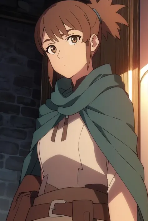 dotamarci, <lyco:marci-LYCORIStest:1>,
marci, bangs, brown hair, (brown eyes:1.5), ponytail, short ponytail,
BREAK belt, cape, armor, cloak, pouch, brown belt, belt pouch,
BREAK looking at viewer,
BREAK outdoors,
BREAK <lora:GoodHands-vanilla:1>, (masterpiece:1.2), best quality, high resolution, unity 8k wallpaper, (illustration:0.8), (beautiful detailed eyes:1.6), extremely detailed face, perfect lighting, extremely detailed CG, (perfect hands, perfect anatomy),