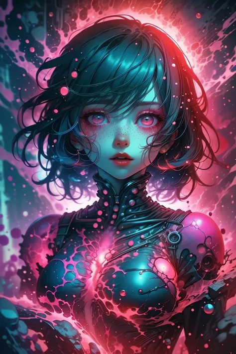 (Compressed Drawing:1.3) of (Technical illustration:1.3) a photo of a woman, freckles, detailed eyes, pink eyes, large breasts, blush, makeup, lightning, <lora:edgRageAura:0.85> red, aura, edgrageaura, glowing,(Cyan hue:1.3),monster,ugly,surgery,evisceration,morbid,cut,open,rotten,mutilated,deformed,disfigured,malformed,missing limbs,extra limbs,bloody,slimy,goo,Richard Estes,Audrey Flack,Ralph Goings,Robert Bechtle,Tomasz Alen Kopera,H.R.Giger,Joel Boucquemont,ArtStation,DeviantArt contest winner,thematic background, <lora:LCM_LoRA_Weights_SD15:1>