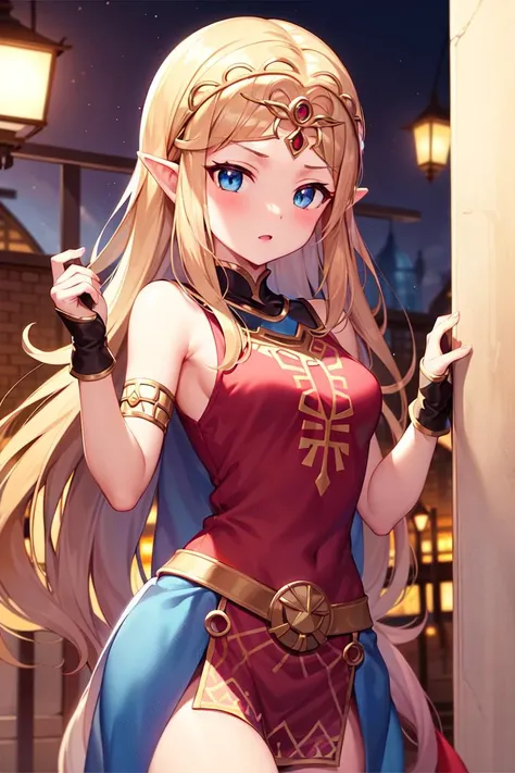 masterpiece, best_quality, 1girl, solo, princess zelda, nintendo, the legend of zelda, (albw:1.4), pink dress, circlet, tabard, pink tabard, blue eyes, blonde hair,