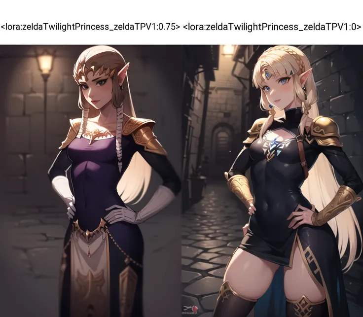 masterpiece, best_quality, solo, 1girl, thin 18yo princess zelda, twpr, nintendo, the legend of zelda, detailed dark cobblestone dungeon background, hand on hip, dark, dimly lit, low key, intricate clothes, small breasts <lora:epiNoiseoffset_v2:1> <lora:zeldaTwilightPrincess_zeldaTPV1:0.75>