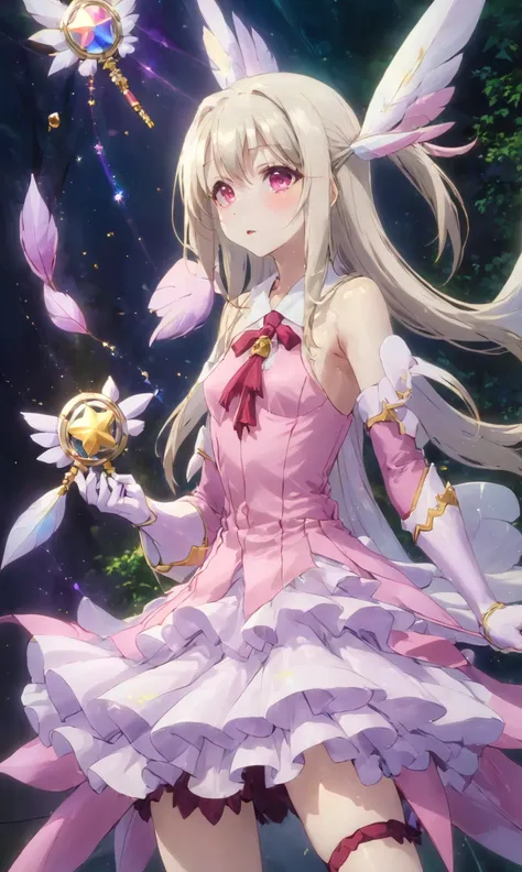 illyasviel von einzbern, 1girl, (uppon body:1.2),mahou shoujo,masterpiece,best quality,ultra detailed,official art,beauty and aesthetics,detailed,highly detailed,solo,delicate countenance,1girl,(colorful:0.3),8k, <lora:PrismaIllya_illyasviel von einzbern_v2:0.7>,delicate hands