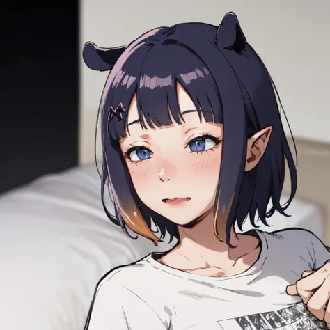 masterpiece, best quality, absurdres, perfect anatomy, 1girl, solo, inacasual, white t-shirt, short hair, IncrsLimmyWakingUpMeme, <lora:ina:1>, <lora:LimmyWakingUpMeme:1>