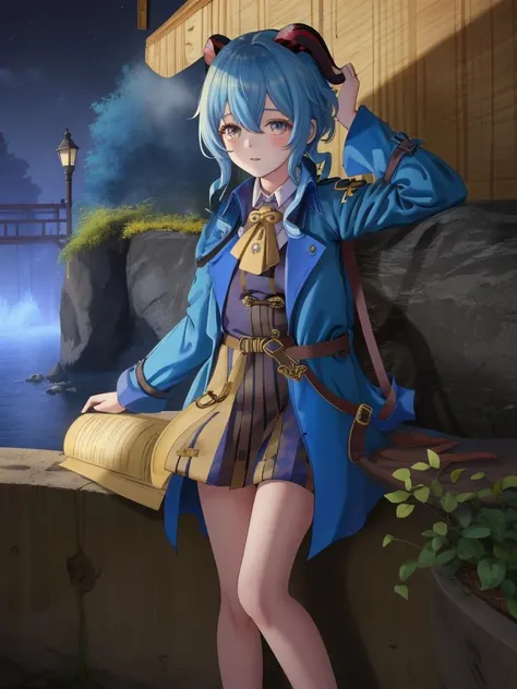 <lora:ganyu girl:1>,ganyu girl,blue hair,(trench coat:1.3), masterpiece, best quality,