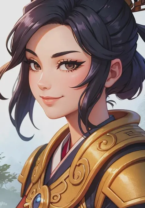 <lora:smite_mulan:0.8>, smite_mulan, smirk, portrait, (gorgeous, beautiful, enchanting:1.3)