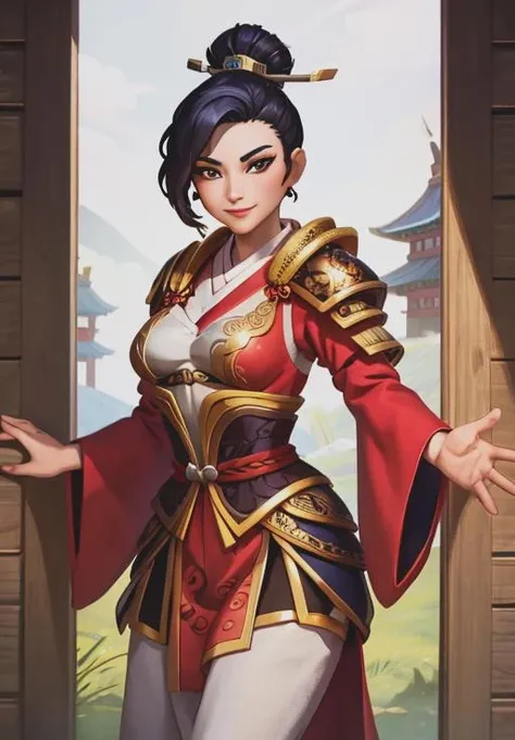 <lora:smite_mulan:0.8>, smite_mulan, smirk,, (gorgeous, beautiful, enchanting:1.3)