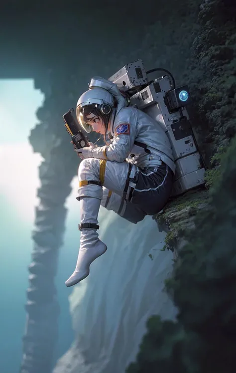 <lora:spacesuit3:1> <lora:thalassophobia:1> masterpiece, best quality, extremely detailed CG unity 8k wallpaper, 1girl, (astronaut:1.1), (climbing:0.8), hanging off wall, deep underwater, (murky shipwreck:1.1),