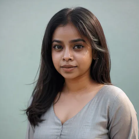 photo of a Bangali woman <lora:sumanCh:1> suman4u woman, beautiful grey background