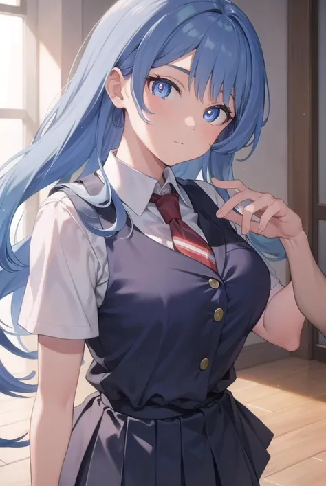 nejirehadou, <lyco:nejirehadou-lyco-nochekaiser:1>,
nejire hadou, blue eyes, blue hair, long hair,
BREAK necktie, pleated skirt, school uniform, short sleeves, skirt, (u.a. school uniform:1.5),
BREAK looking at viewer, full body,
BREAK indoors, classroom,
BREAK <lyco:GoodHands-beta2:1>, (masterpiece:1.2), best quality, high resolution, unity 8k wallpaper, (illustration:0.8), (beautiful detailed eyes:1.6), extremely detailed face, perfect lighting, extremely detailed CG, (perfect hands, perfect anatomy),