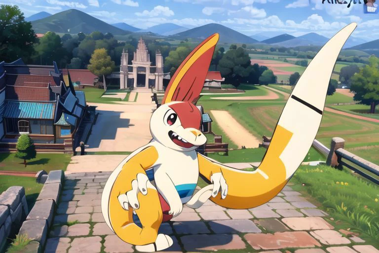 masterpiece, nice hands, best quality, no humans, outdoors, wide shot, scenery, angkor ruins, pokemon (creature)