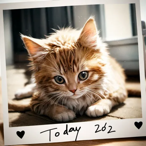 1animal, kitten, <lora:polaroid_XL_v1:0.8>, today dated, polaroid, realistic,