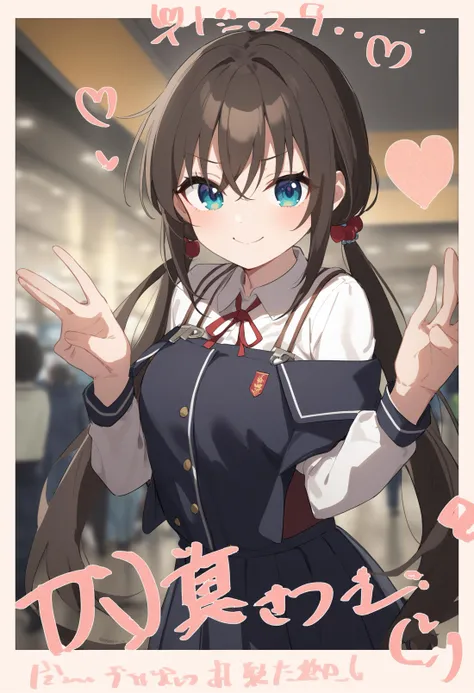 1girl,sincos, ningen mame, toosaka asagi,solo,medium breasts,school uniform,
polaroid, border, english text, character name, dated, artist name, signature,heart, twitter username,<lora:polaroid_XL_v1:0.8>
from behind, cinematic angle, looking ahead, brown hair, white eyes,smug face, airport terminal, closed mouth, low twintails hair,,
best quality, very aesthetic, absurdres