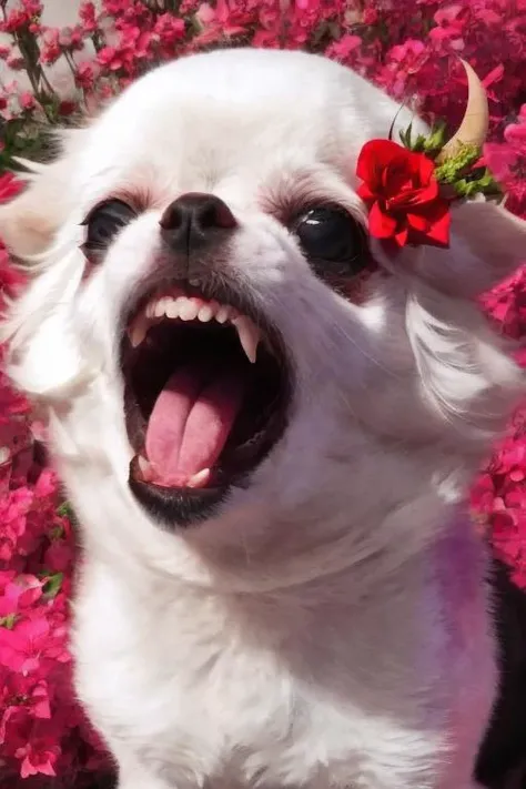 weirogs, (demonic:1.4) pink flowers woman, red eyes, complex background, dog, demonic eyes
<lora:shimhaq_picre:0.8> <lora:weirogs_del:0.8>