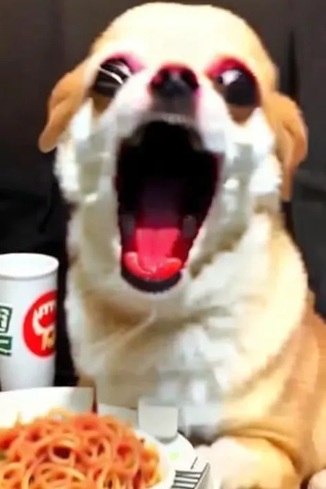 <lora:weirogs_del:1.1>, will smith eats spaghetti, screaming, crazy