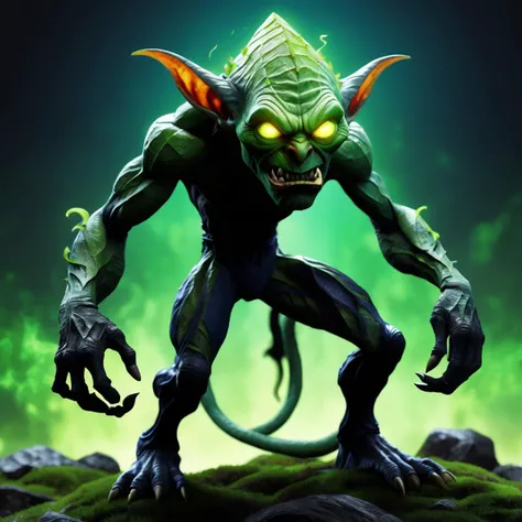 ((best quality)), ((masterpiece)), ((realistic,digital art)), (hyper detailed),DonMD34thM4g1cXL, male Goblin,imaginative and mischievous goblin character with a hunched posture, glowing beady eyes, and a malevolent grin. Use earthy green and brown tones for its mottled skin, and add small, stubby horns on its sloping forehead, scraggly moss-like hair,sharp jagged teeth in its wide mouth, goblin should be small in stature, around 2 to 3 feet tall, fantasy, Early twenties Robust, Latin American, Deep blue eyes, Elongated Ears, Long Nose, Unusual Chin, Angular Jaw, Smooth Cheeks, Square face shape, Shapely Hamstrings, Laugh lines, Sandy Blonde Comb-over hair, Anger,, Conjuring a blinding flash of light, dazzling opponents momentarily, wearing Toile Mesh Quilted pants, Golf polo, Slip-on shoes, , ,Climbing Backpack Unleash (Ornate,Spectral,Radiant,Phthalo Yellow Green,Citrine Magician,Ephemeral,Crystal ,Colloids,Dodecahedron,Neon Mirage,Triangle ,Reality Fragmentation magic:1.0), Unleashing a powerful elemental blast, harnessing the forces of nature, Enchantment Aura<lora:DonMD34thM4g1cXL_v3.0-000015:0.85>