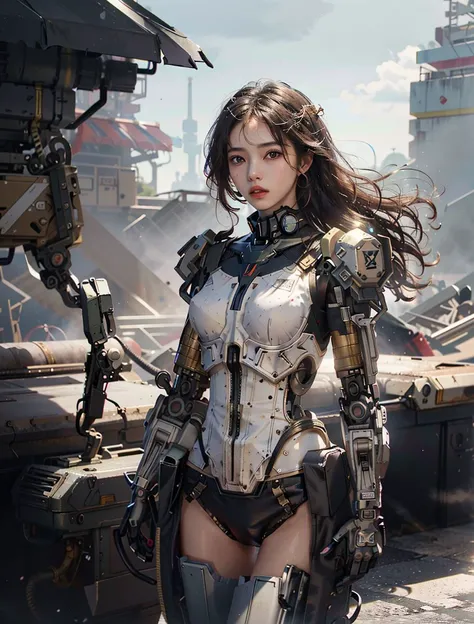 (extremely detailed CG unity 8k wallpaper,masterpiece, best quality:1.2),(70mm telephoto lens:1.3),
(ultra-detailed, beautiful detailed eyes:1.2),(best shadow, an extremely delicate and beautiful, bloom),
Strong lighting,light and shadow texture,texture details,,best illumination,cel shading,(realistic:1.2),
-------------------------------
kpop idol,korean beauty,korean mixed,
(1girl,solo:1.2),woman,girly,bright eyes,(wet skin,nsfw:1.1),
(absurdly long hair:1.4),Floating hair,wind,gale,hair accessories,
-------------------------------
(xmech,robot,mecha,cyberpunk,cyborg,led,machine armor:1.2),<lora:allymech:1:st1>