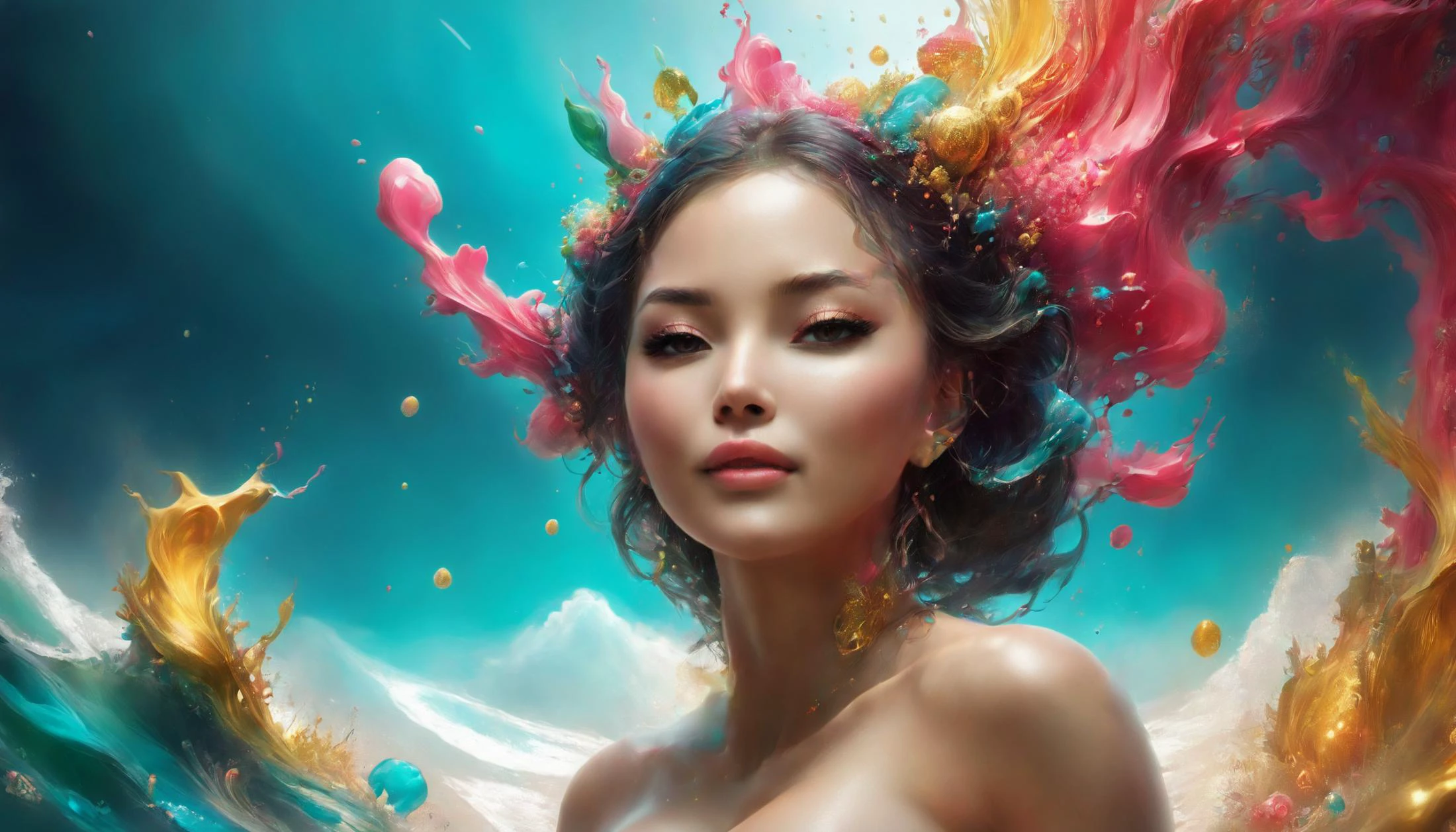 1girl, solo, from below, beach, ocean, waves, island, indoors, light, arms above head, mao \(genshin impact\), half-closed eyes, smile, a surprise proposal at a scenic botanical garden , <lora:betmd:0.8>, betmd, <lora:paintmgc:0.8>, paintmgc, blue paint, red paint, gold paint, pink paint, green paint, silver paint, colorful paint, yellow paint, shy, embarrassed,, very thin waist, <lora:bombshell_v1:0.4>,big boobs,slim body,, (8k, masterpiece, best quality, ultra-detailed), (an extremely delicate and beautiful)kawaii, cute, very big eyes, Aesthetic Anime Eyes, small face, large breasts, cinematic lighting, , Intricate, High Detail, Sharp focus, dramatic, masterpiece, best quality, ultra-detailed,