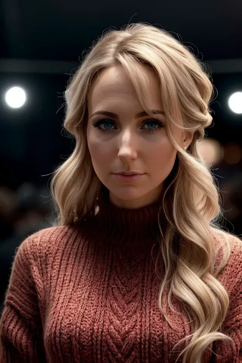 beautiful woman (EPN1kk1Gl4s3r:.99): a woman at a (party:1.1), perfect upsweep updo, wearing sexy coral (Chunky Knit Sweater), (crowd of people in background:1.1), (at a pompous theatre), (face focus), modelshoot style, (extremely detailed CG unity 8k wallpaper), professional majestic (photography by Affandi:1.1), 24mm, exposure blend, hdr, extremely intricate, High (Detail:1.1), dramatic, soft cinematic light, (looking at viewer), (detailed pupils), 4k textures, soft cinematic light, elegant, ((((cinematic look)))), soothing tones, insane details, hyperdetailed, ("In Jernau we trust!":1.1)