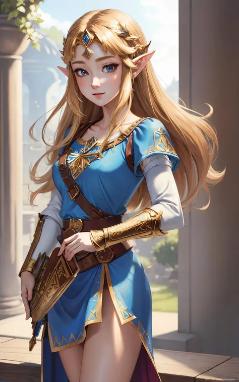 (masterpiece), (best_quality), (ultra-detailed), (illustration), (welcoming), princess zelda, official art, vivid color, finely detailed, hyper detailed, 8k, high resolution illustration, absurdres, intricate detail,  <lora:EnvyPrincessMix:0.7>