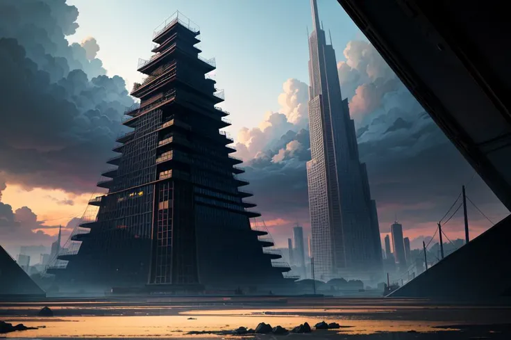 bokeh, cel shading, (masterpiece), (best_quality), (illustration), anime background, official art, surreal forgotten location design,sunrise, a (artificial:1.3) tower, angular,
<lora:DetailTweaker:1>