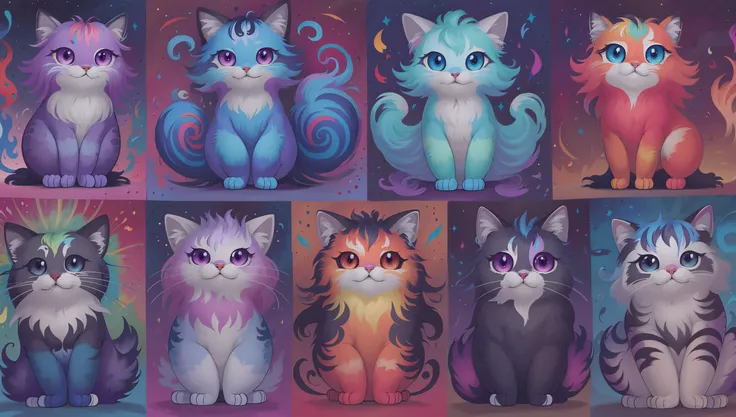 (vibrant colors:1.3), (masterpiece, best_quality:1.3), (illustration), official art, whimsical, a group of various wispy spirit animals in different shapes and sizes,  <lora:theovercomer8sContrastFix_sd15:1.5><lora:GoodHands-beta2:0.75>
