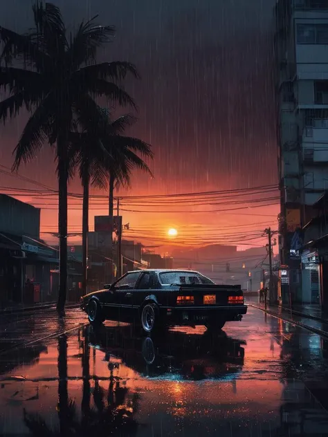 wet, sunset, cool, detailed, art Liam Wong <lora:SDXL_Black_Sa_May:0.8> black