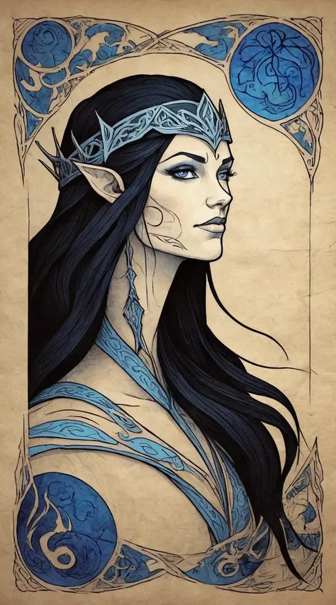 The Banner Saga style, <lora:ParchartXL-1.5:0.8> on parchment, kirigami illustration, <lora:SDXL_Black_Sa_May:0.4> black <lora:blacklight_makeup_v2:0.1> blacklight makeup