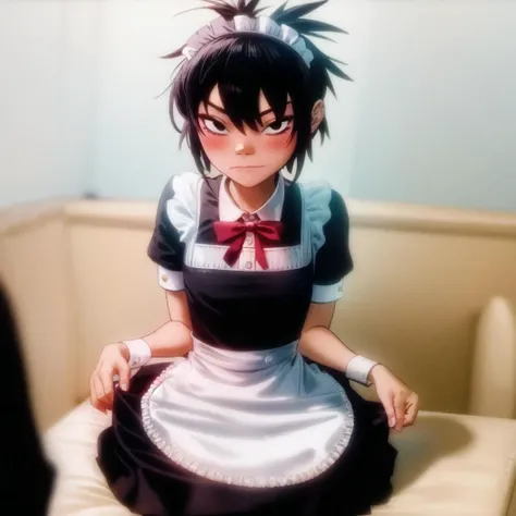 <lora:noodle_(gorillaz):0.6>, noodle (gorillaz), (((maid dress))),masterpiece, best quality, 1girl, solo,bangs, blush,
