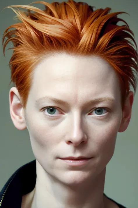tilda cosplaying as david bowie, ziggy stardust, masterpiece, photo, eye contact, sexy