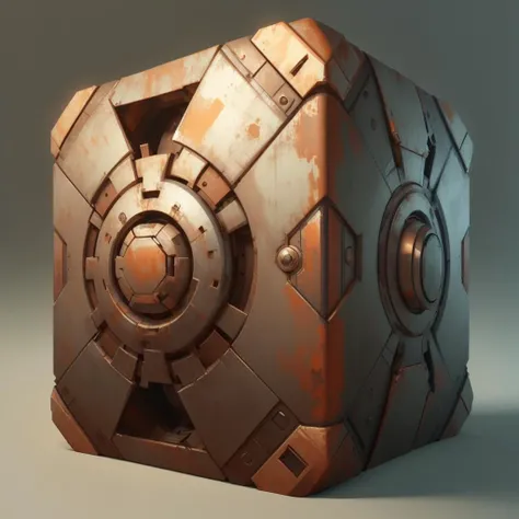 <lora:OxideTech-20:1>,oxidetech ,scifi,rusty steel,
(simple background:1.3), cube, heart shape
