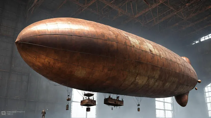 <lora:OxideTech-20:0.8> oxidetech, rusty steel, scifi , dirigible balloon,