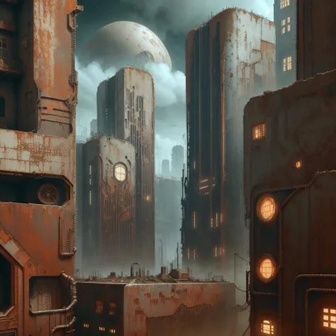 <lora:OxideTech-20:1>,oxidetech ,scifi,rusty steel,
house on a hill
