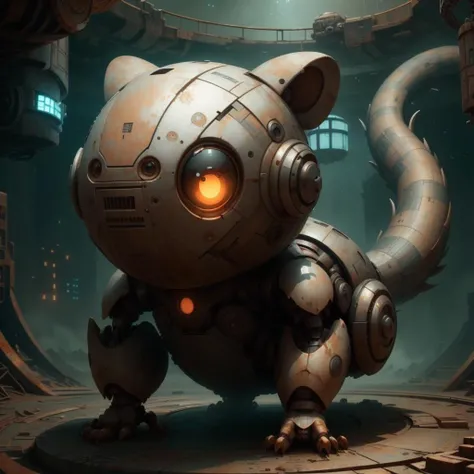 <lora:OxideTech-20:1>,oxidetech ,scifi,rusty steel,
hamster, pokemon \(creature\), glowing eyes, mechanical ,