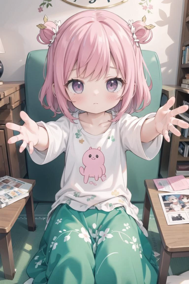long white dress, masterpiece, best quality, official art, (hand by Guido Daniele), extremely detailed CG unity 8k wallpaper, , <lora:baby__v1:0, teary eye, frown, pink hair , incoming hug, <lora:incominghugAlpha16:1>,